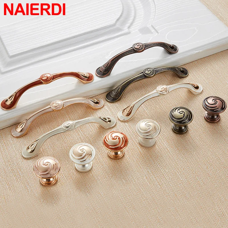 

NAIERDI European Style Kitchen Handles Knobs Zinc Alloy Cabinet Pulls Furniture Handle Cabinet Drawer Pulls Furniture Hardware