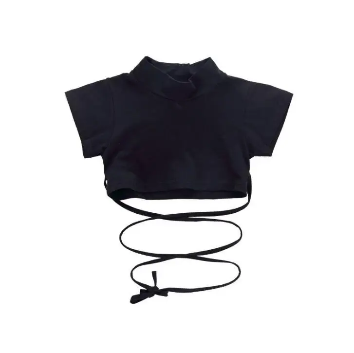 Girls T-shirt Комплекты из 2 предметов, танцевальные костюмы в стиле хип-хоп для мальчиков и девочек-подростков, черные топы с повязкой, белые штаны, спортивные костюмы для детей 8, 10, 12, 14, 16 лет - Цвет: Girls T-shirt