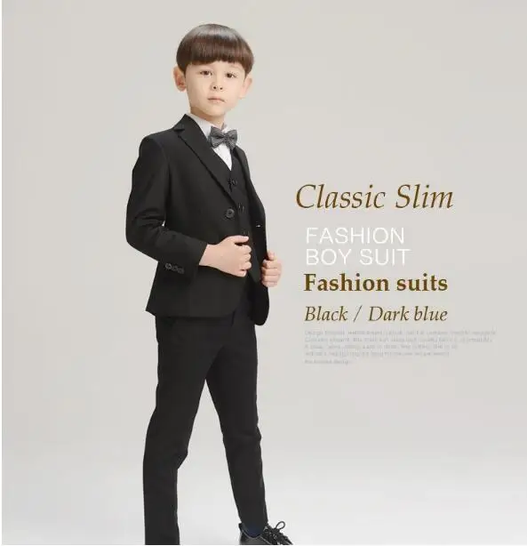 2017 New Boys Formal Suits for Weddings Brand England Style 3-14T Man Child Plaid Formal Party Tuxedos Boys Formal Suits