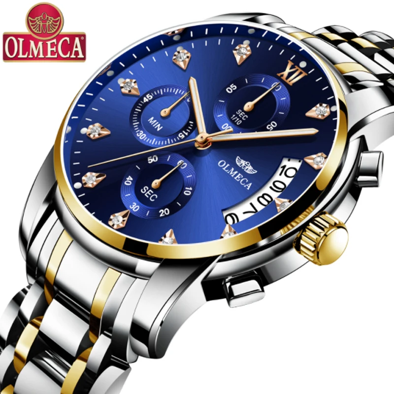 Часы OLMECA мужские спортивные водонепроницаемые кварцевые с автоматической датой