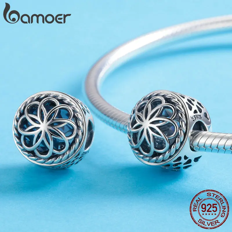 BAMOER, 925 пробы, серебряный, Летний цветок, цветок, любовь, очаровательный бисер, подходит для браслетов и браслетов, сделай сам, изготовление ювелирных изделий SCC712