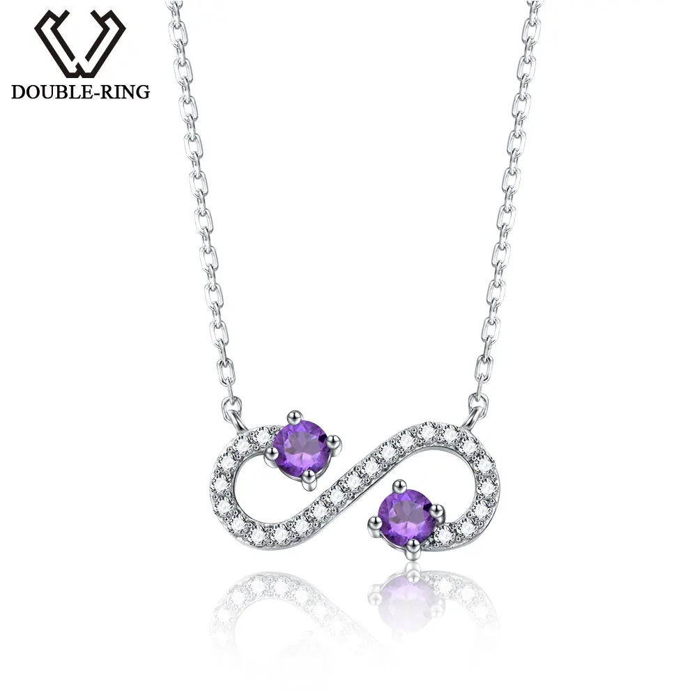 

DOUBLE-R Natural Amethyst Necklaces Genuine 925 sterling silver jewelry Necklaces & Pendants fine wedding Jewelry for women
