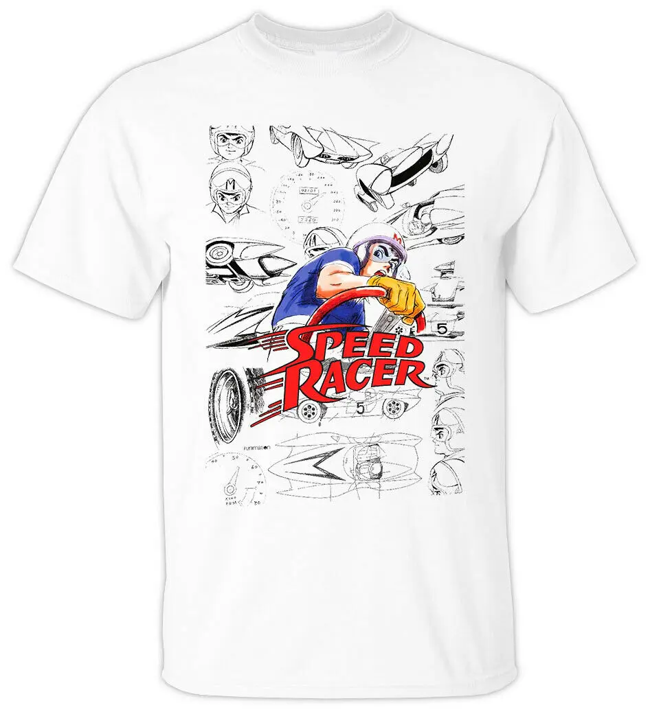 Аниме: SPEED RACER V1 Tatsuo Yoshida футболка (белая) все размеры S-5XLCartoon Мужская унисекс новая