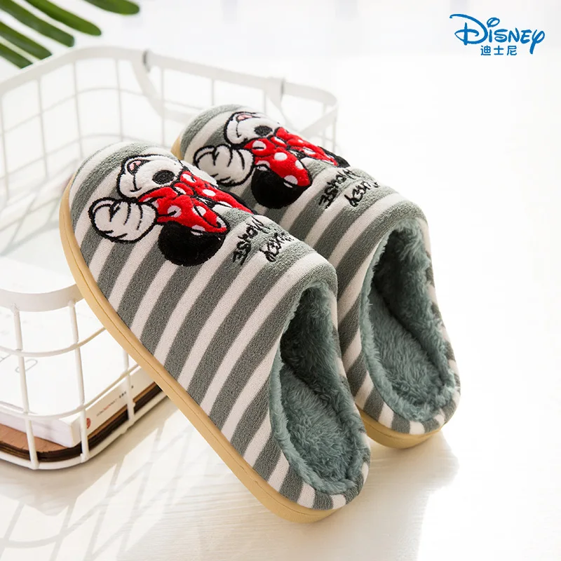Детские хлопковые тапочки Disney новинка зимы 2019 Нескользящие теплые домашние в