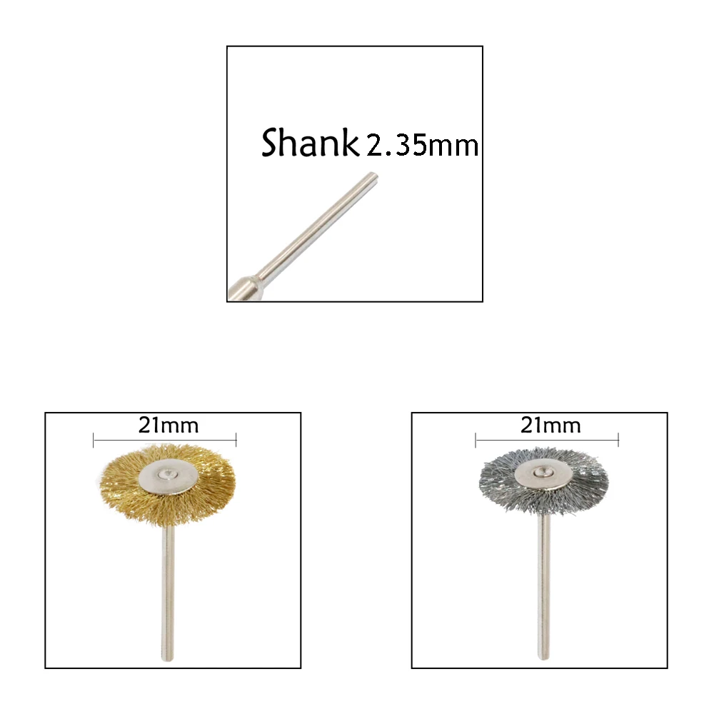 

40 PC Brass Steel Wire Cup Wheel Brushes Dremel Die Grinder Accessories Rotary Tools Polishing Buffing Clean Wheels Shank 3mm