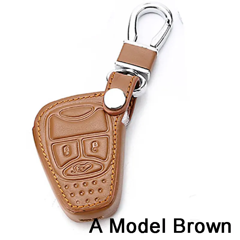 A Model Brown Кожаный Автомобильный держатель для ключей чехол для Jeep Renegade Grand Cherokee Chrysler 300C для Fiat freeont авто аксессуары - Название цвета: A Model Brown