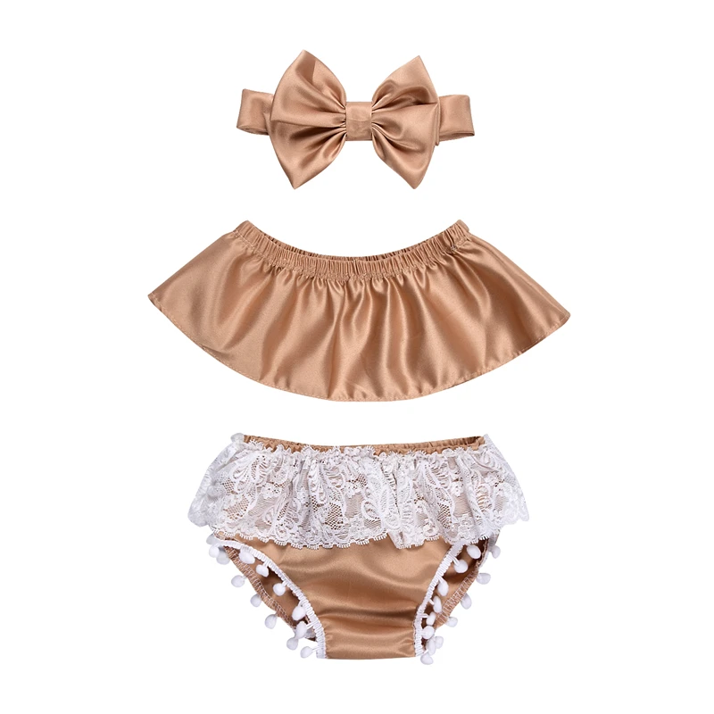 Комплект из 3 предметов для маленьких девочек летний топ на бретелях с открытыми