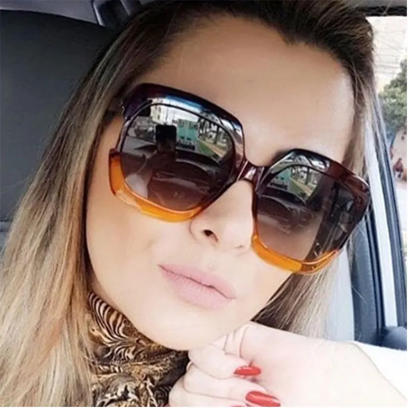 Большие женские квадратные оправы пластиковые солнцезащитные очки тренды