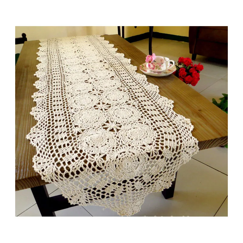 Ручной крючок цветок Настольный бегун юбка Американский Пастырское полые ретро