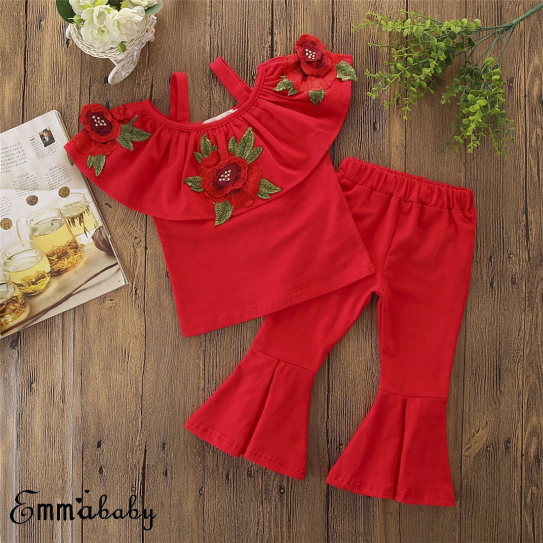 Комплект детской одежды из 2 предметов для девочки комплект с рисунком розами