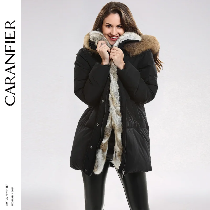 CARANFIER 2017 новые женские зимние пуховые пальто 100% полиэстер Eendendons бренд Jassen Zwart Rits