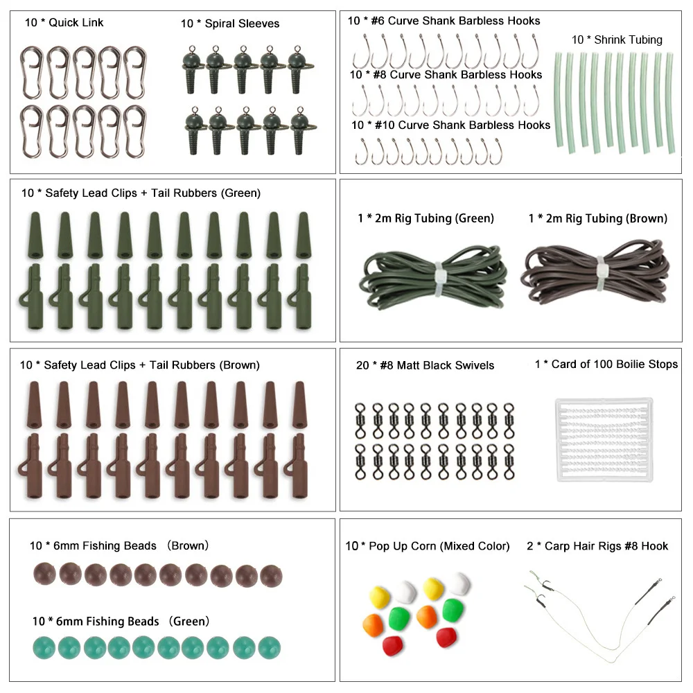 155 шт. коробка для рыболовных снастей набор карпа зажимы