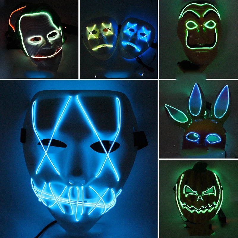 Halloween Mask LED Maske Light Up Party Masks Cosplay Horror Fox Rabbit Pumpkin Ghost Step Performance dress up | Дом и сад