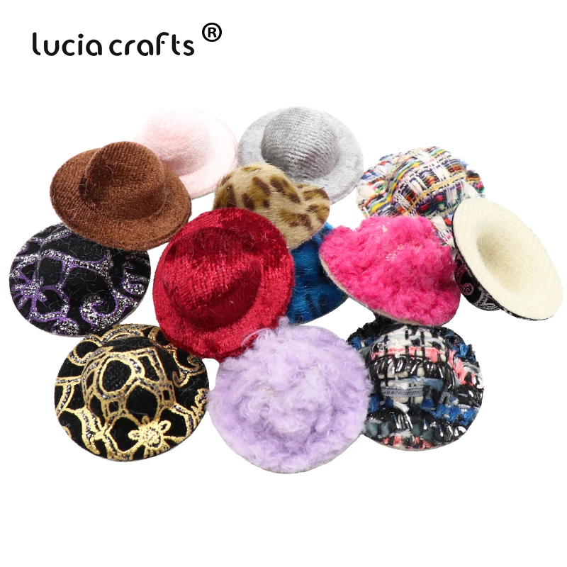 Lucia Crafts 10/12 шт. мини шляпа кукла головной убор аксессуары для одежды патчи