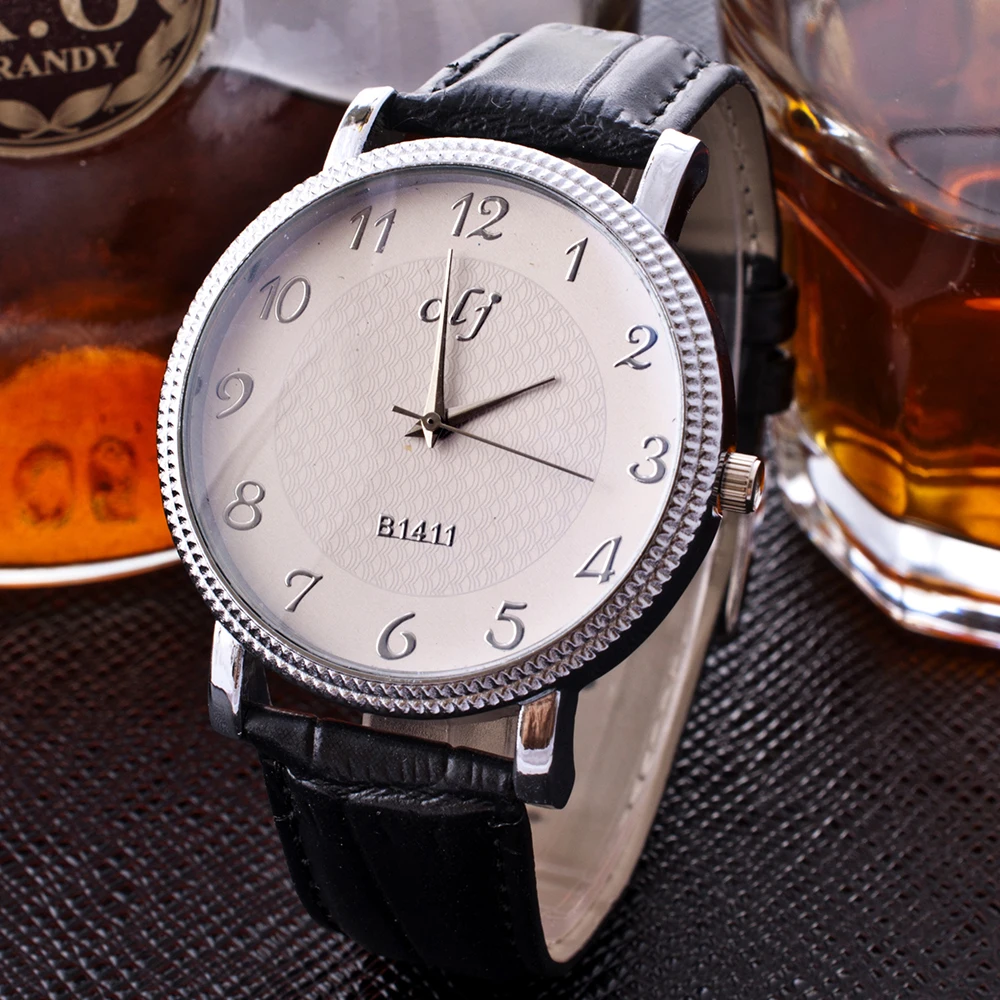 2020 мужские часы роскошного бренда Модные кварцевые наручные браслет кожаный
