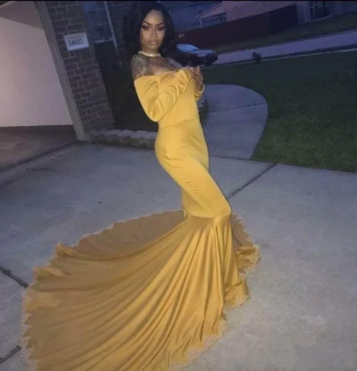 Сексуальная Вечерние платья золото индивидуальный заказ Русалка Праздничное