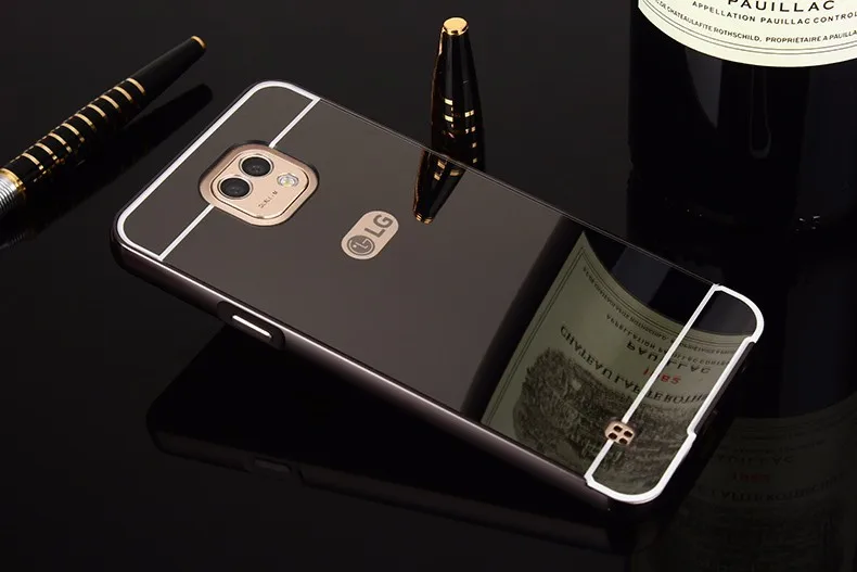 Black Роскошные зеркальные чехлы из розового золота для LG X Cam, алюминиевая металлическая рамка, чехол для LG XCam K580 K58Y K580DS - Цвет: Black
