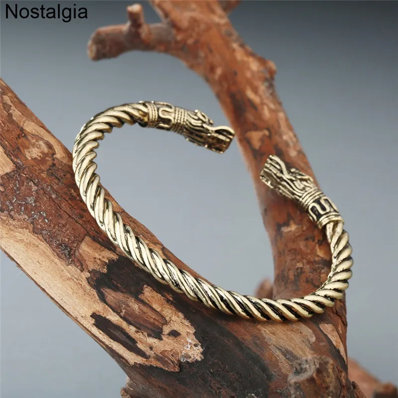 Style 7 Bronze Волк Ворон Дракон змеиная голова мужской браслет, Викинг Vikingos ювелирный браслет Vikingo Bangels для женщин - Окраска металла: Style 7 Bronze