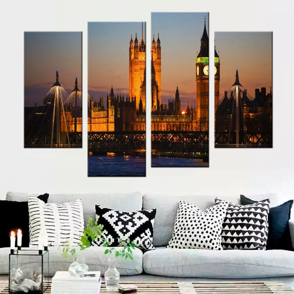 Картина на холсте большая стена 4 шт./компл. | Дом и сад