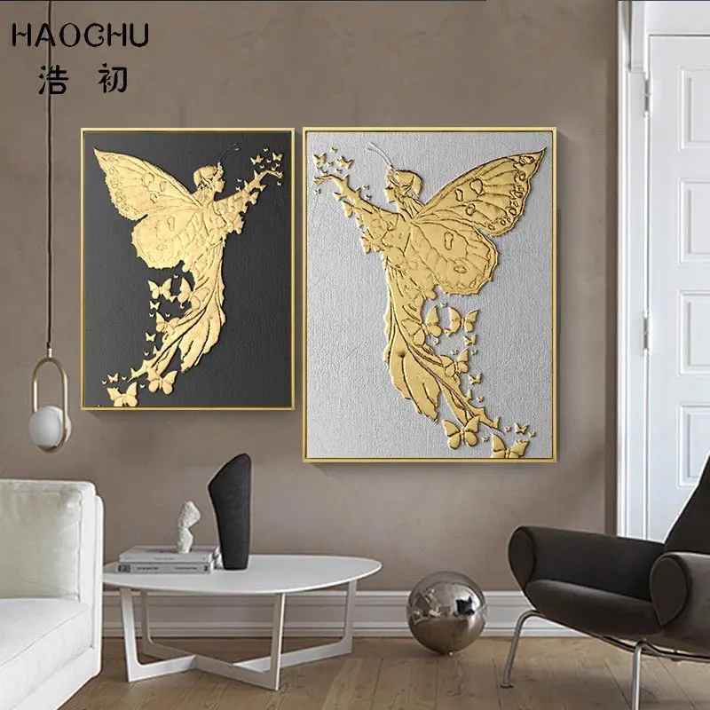 HAOCHU Европейская корта винтажная Бантовая линия санскрит абстрактная картина