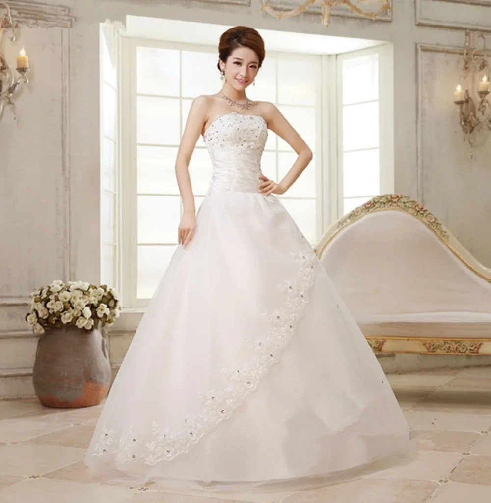 Bride Elegant Strapless Bandage Slim Lace Wedding Dress Custom Size|custom closings|custom baby dresscustom specialities |