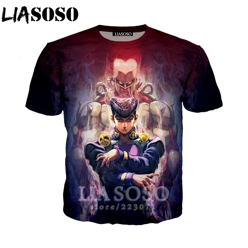 LIASOSO лето для мужчин женщин Kujo Jotaro Толстовка 3D принт аниме JoJo Необычные Приключения Футболка короткий рукав Топ пуловер B051-01
