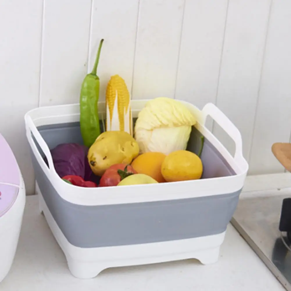 Пластик складной Dishpan Еда фильтр с Пробка сливного отверстия для Портативный