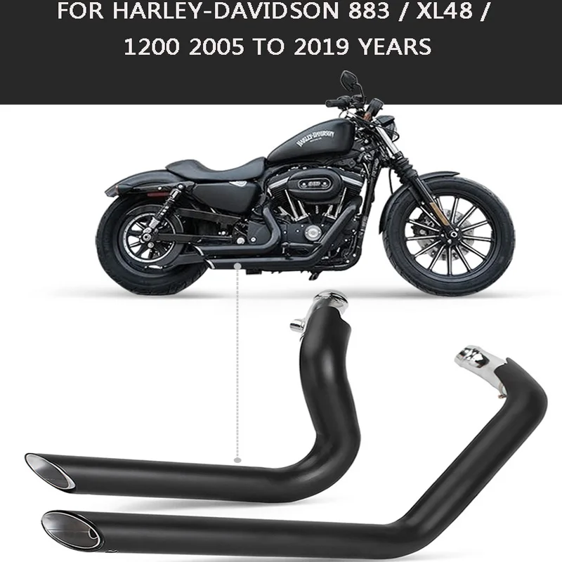 

Slip On For Harley Davidson 883 / XL48 / 1200 Motorcycle Exhaust Muffler Full Systems Link Pipe 2005 to 2019 Years