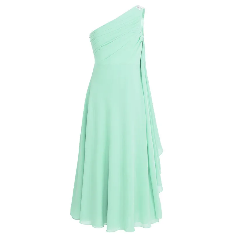 IEFiEL/Детское платье с цветочным узором для девочек Vestidos, шифоновое на одно плечо, со стразами, вечерние платья для первого причастия, летние торжественные платья