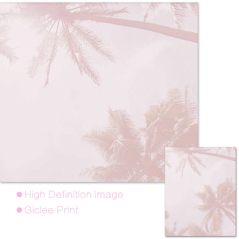 Modern Wall Art Canvas Painting Sea Beach Landscape Pink Palm Trees Minimalist Posters and Prints Pictures for Living Room|Рисование и