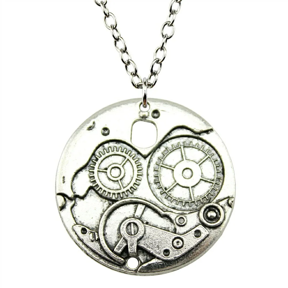 1 Piece 2019 New Vintage 37x37mm 2 Colors Antique Bronze Silver Plated Gear Steampunk Pendant Necklace Jewelry For Women | Украшения и