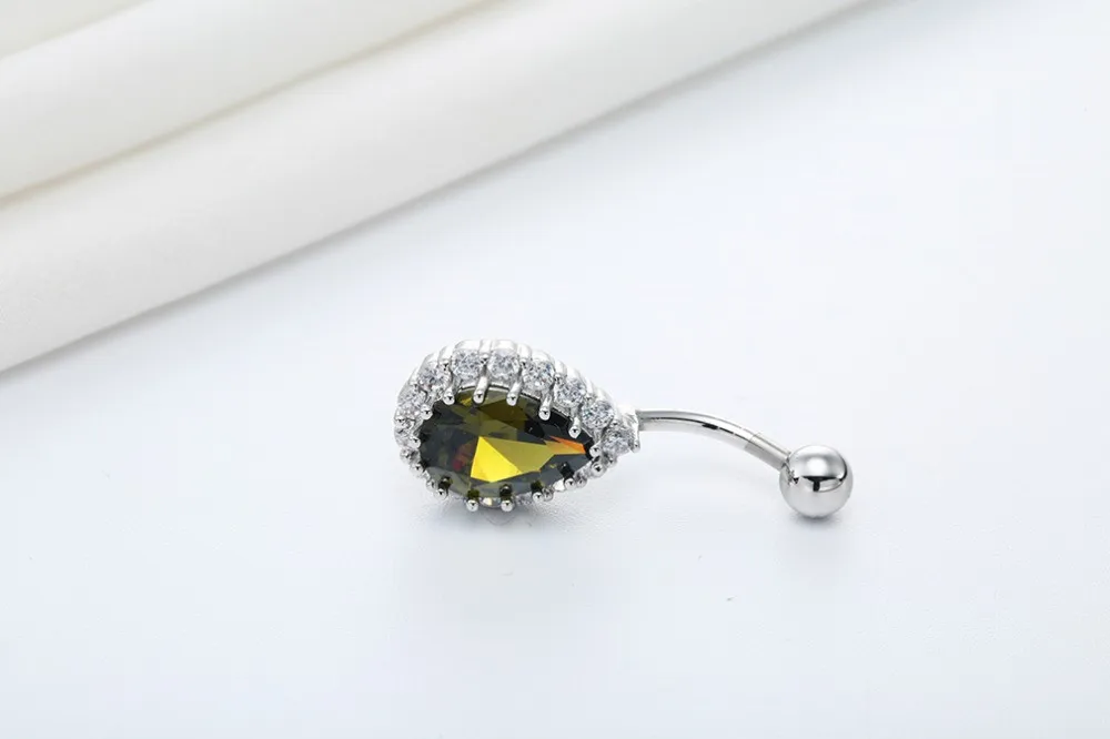 Cahndler капли воды пупка кольцо для пирсинга, из хирургической стали Ringen бар ювелирные изделия для тела один Кристалл Стразы Ombligo Nombril