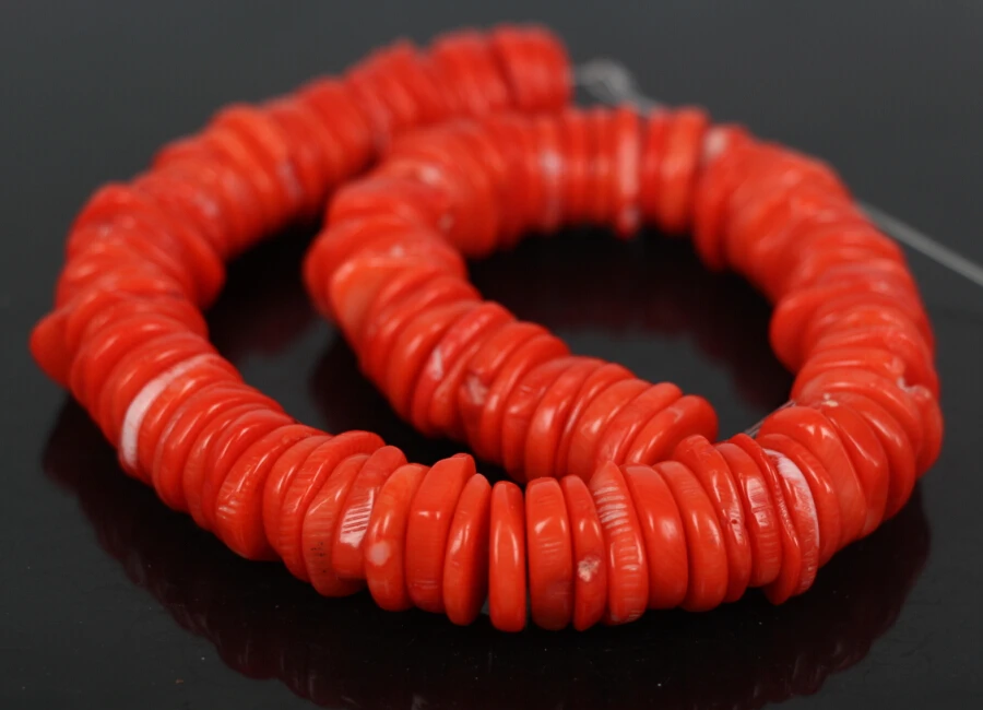 15 5 &quotнитка класса АА натуральный Оранжевый Красный Бамбук Коралл диск Heishi