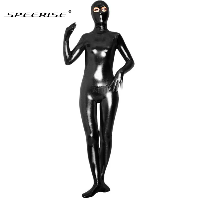 Мужской и Женский костюм Зентаи SPEERISE черный с Блестящими Металлическими глазами