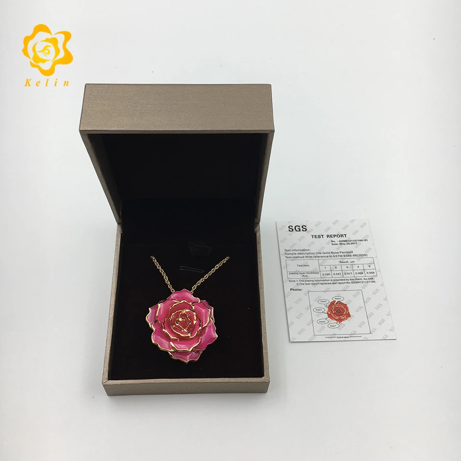 Cangnan Kelin offer Gold Rose necklace with rose shaped pendant and nice gift box | Дом и сад