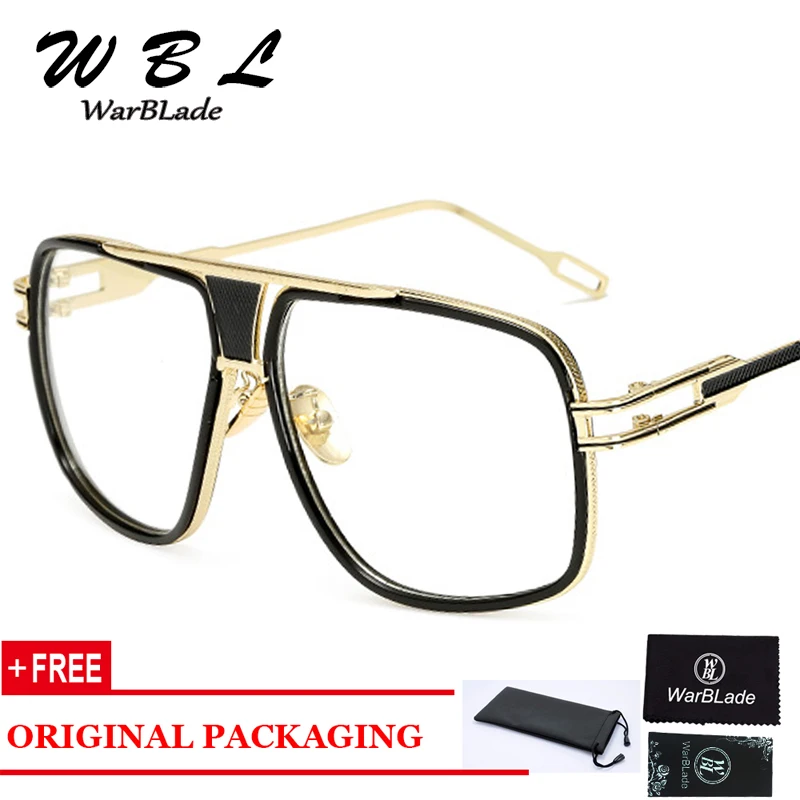

Warblade Brand Designer New Big Glasses Frames For Men Clear Metal Luxury Fashion Large Frame Eyeglasses Frame Square Men 2018