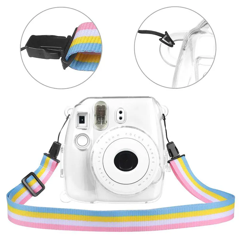 Прозрачный защитный чехол Mini Powstro с плечевым ремнем для камеры Fuji Fujifilm Instax 9 8 +