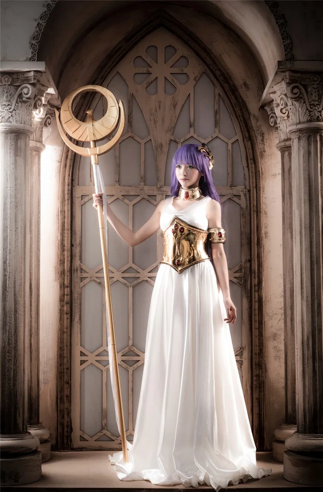 Костюм для косплея Saint Seiya The Lost Canvas Sasha(Athena) белое платье любого размера 11|cosplay