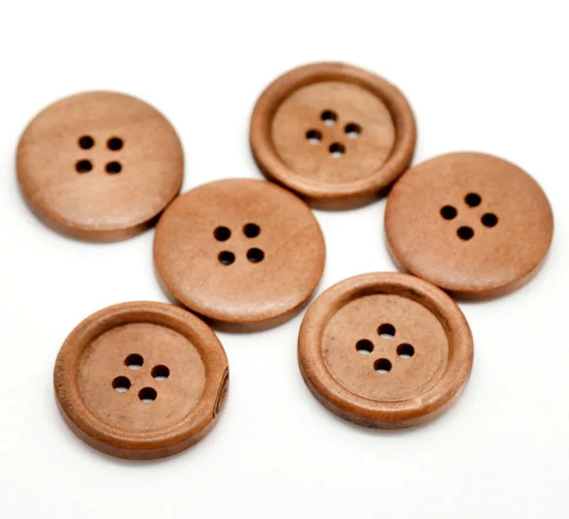 

Wood Sewing Buttons Scrapbooking 4 Holes Round Light Coffee 25mm(1") Dia, 50 PCs