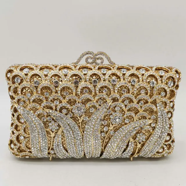 Crystal Bag Boutique De FGG элегантный Для женщин Цветочный клатч кристалл вечерние сумки алмаз металл Minaudiere Сумки Свадебная вечеринка вечерняя сумочка - Цвет: Crystal Bag
