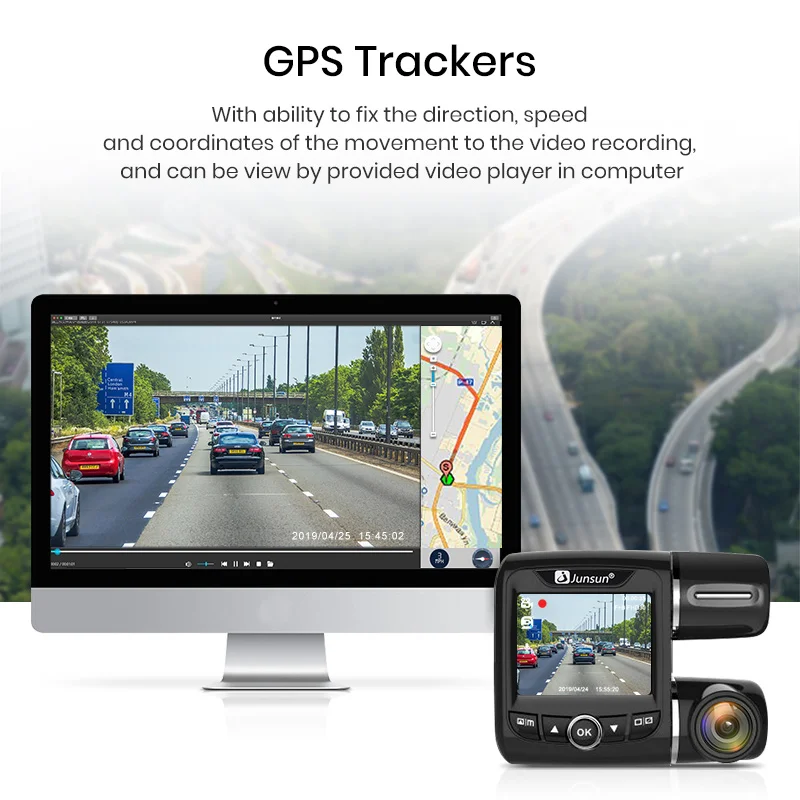 Junsun Wi Fi Car DVR gps трекер двойной Full HD 1080 P спереди и внутри sony Сенсор Запись салона