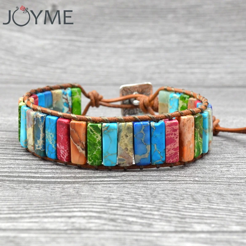 Joyme 7 Чакра браслет ручной работы разноцветные бусины из натурального камня