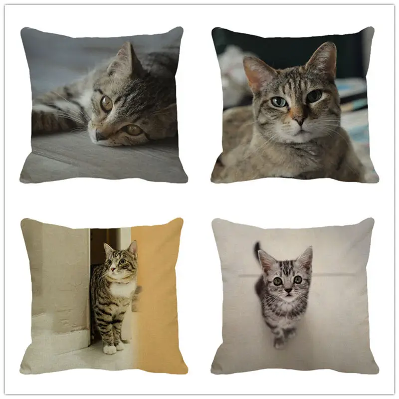 XUNYU 45 см * Милая серая фотодекоративная Подушка Чехол льняная наволочка для