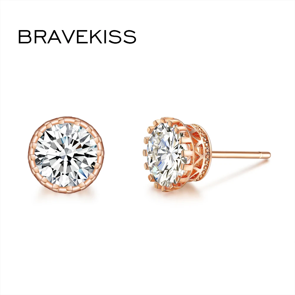 BRAVEKISS круглые серьги гвоздики ПАВЕ женские из циркония в виде Розы модные