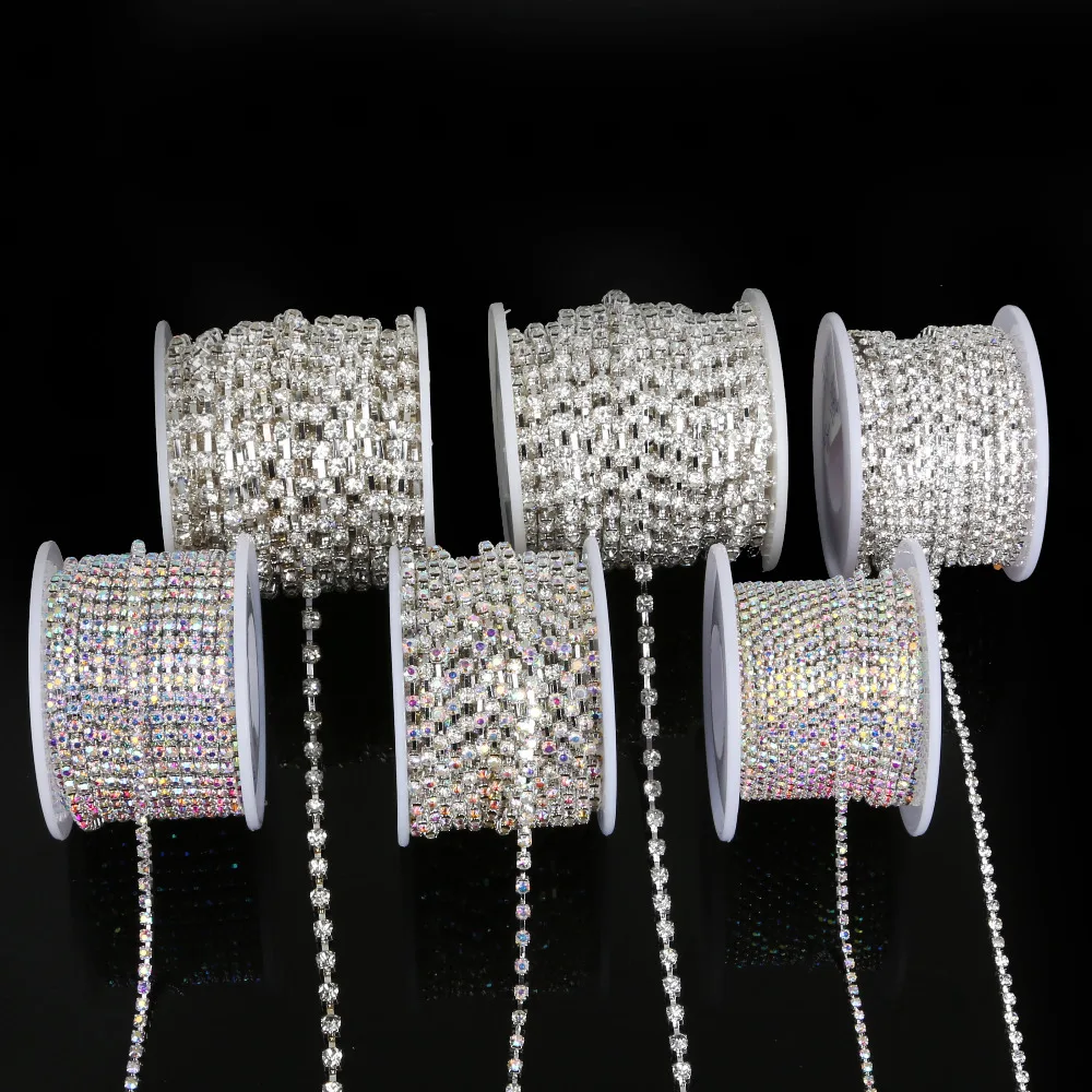 Лидер продаж 10 ярдов/рулон стразы в виде цепочки прозрачные/Белые Стразы AB