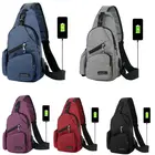 Мужская Холщовая Сумка-слинг, спортивная сумка через плечо, с USB-зарядкой, 2019