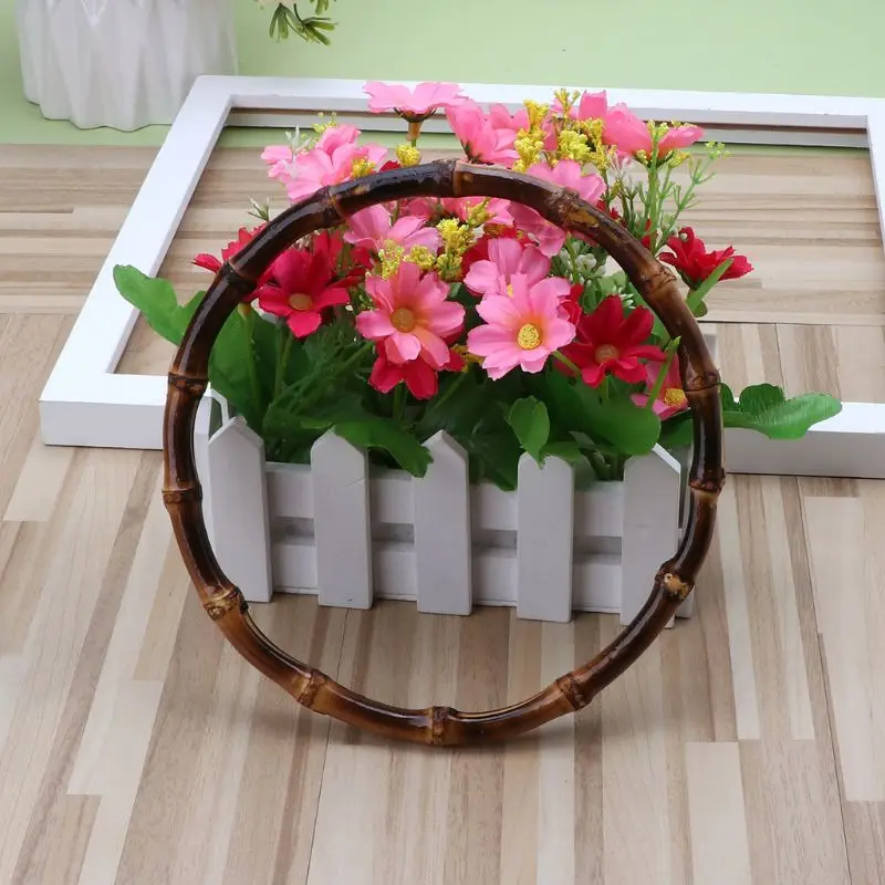 1 x круглые бамбуковые сумки ручки для Сумочка ручной работы DIY аксессуары хорошее