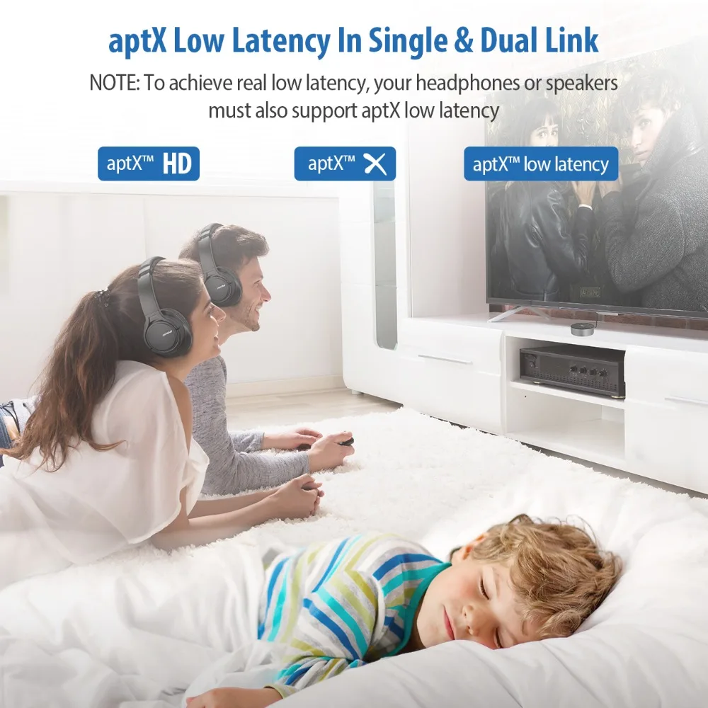 Mpow BH261 Aptx HD Aptx-LL Bluetooth 5 0 беспроводной передатчик аудио AUX адаптер 15 м/50 футов