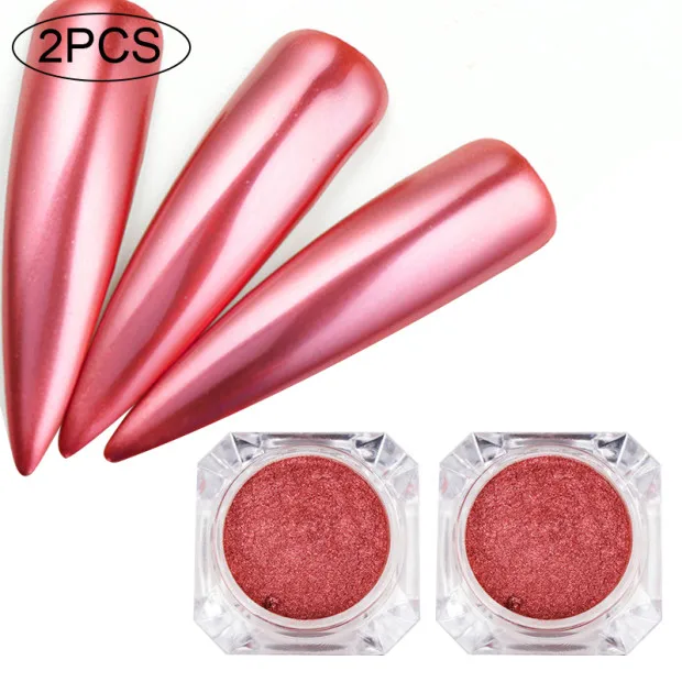 Rose Gold 2pcs Dmoley волшебный зеркальный черный блеск для ногтей пигмент порошок 1 г супер гладкий дизайн ногтей Блеск хром пыль маникюр, украшения для ногтей - Цвет: Rose Gold 2pcs