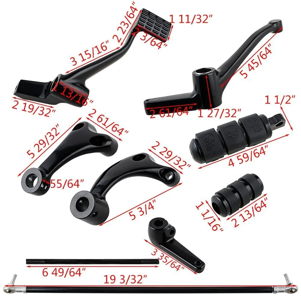 

BLACK Forward Controls Pegs Levers Linkages For Harley Sportster 883 XL883 Iron XL883N Custom XL883C Super Low XL883L XL883R